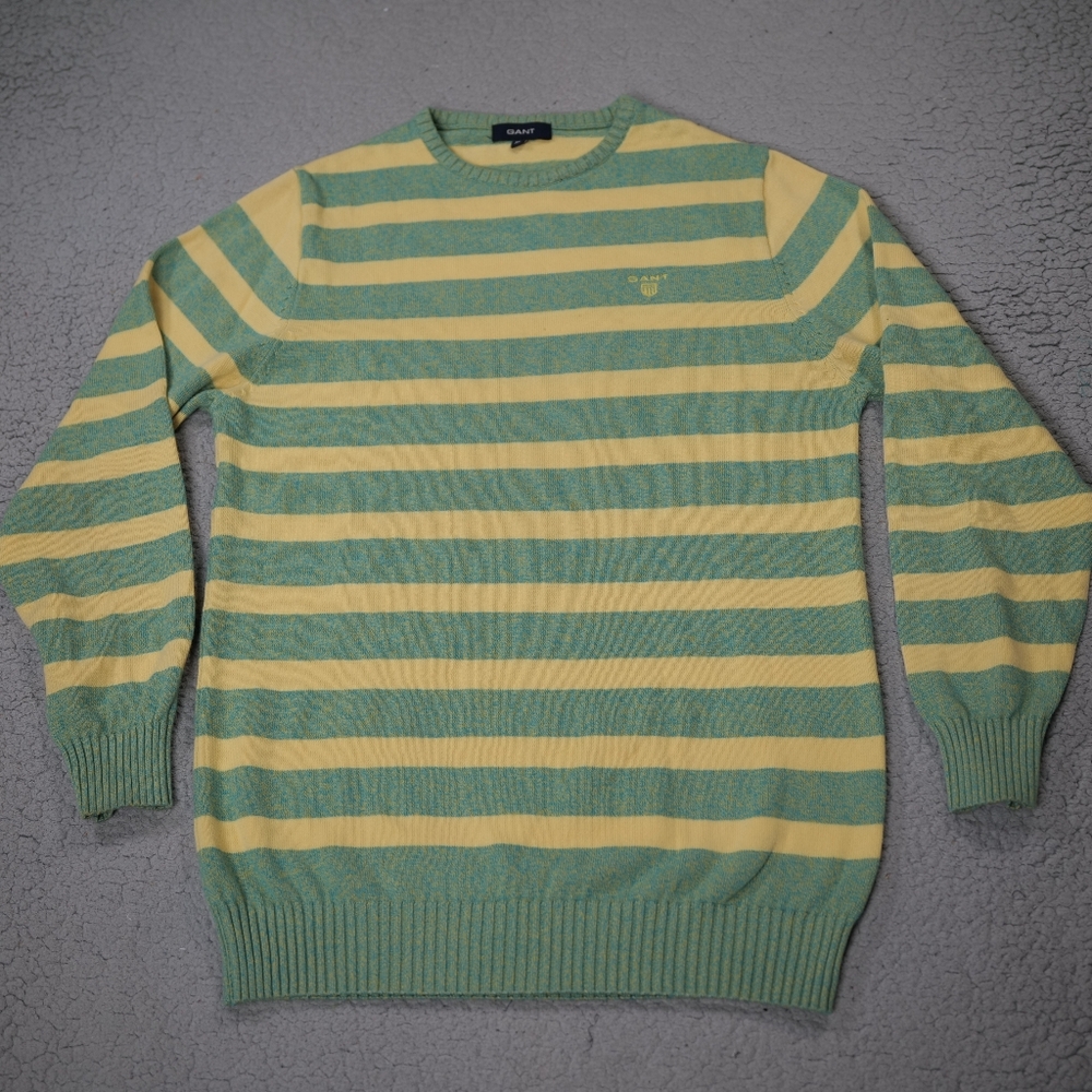 GANT Sweater Grandad Retro Striped Jumper Crewneck Long Sleeve Mens XL